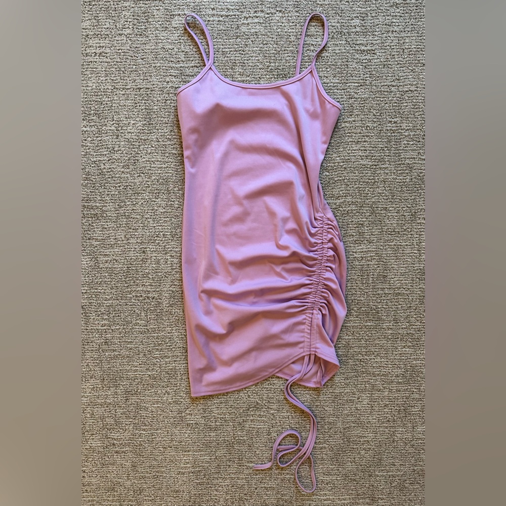Purple Runched Sleeveless Dress